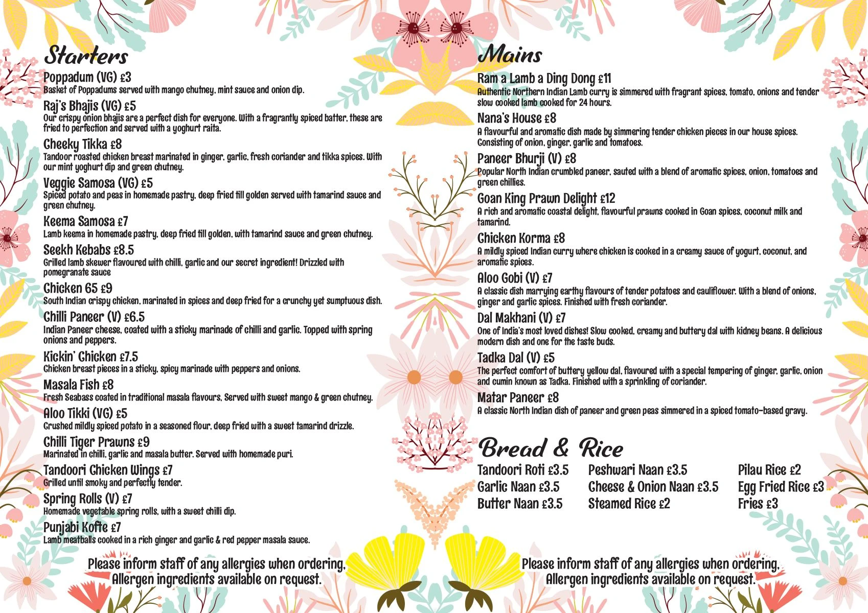 Takeaway menu page 2